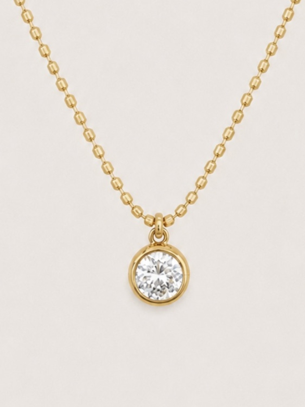 New! 18K Gold Plated Bevel Crystal Pendant Necklace NWOT